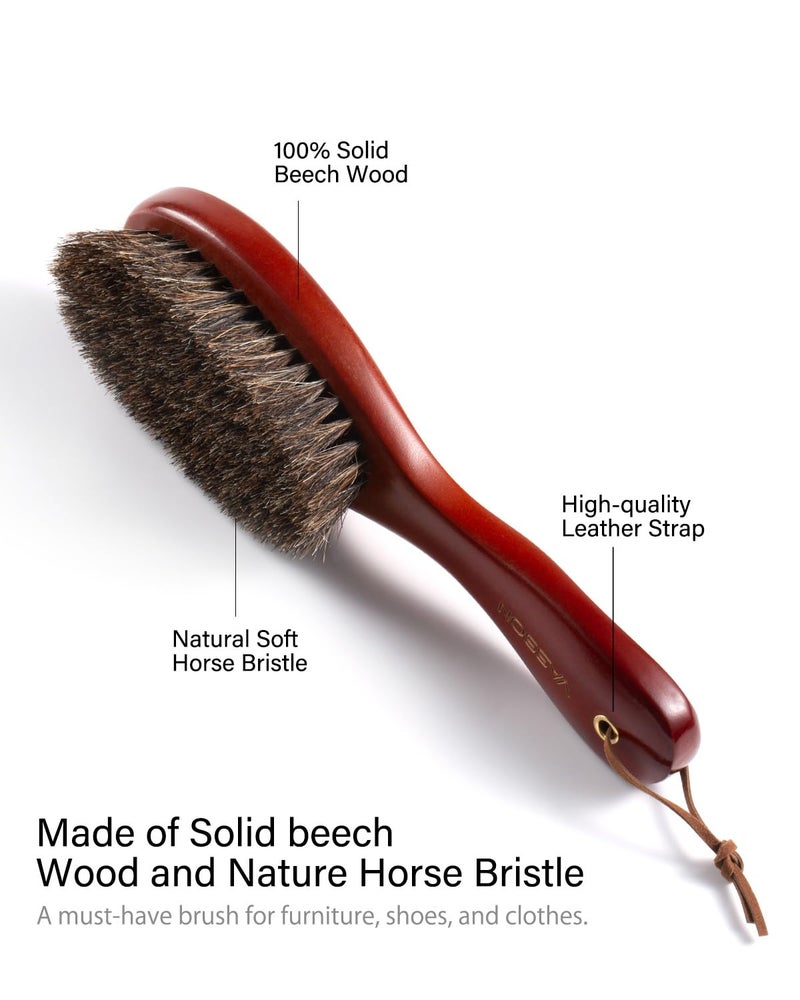 VASSON Clothes Brush, Pure Horse Bristle Garment Brush Removes Lint, Pet Hair, and debris from Jackets, Hats, Hoods, Couch - Solid Beech Wood Handle - Image 4