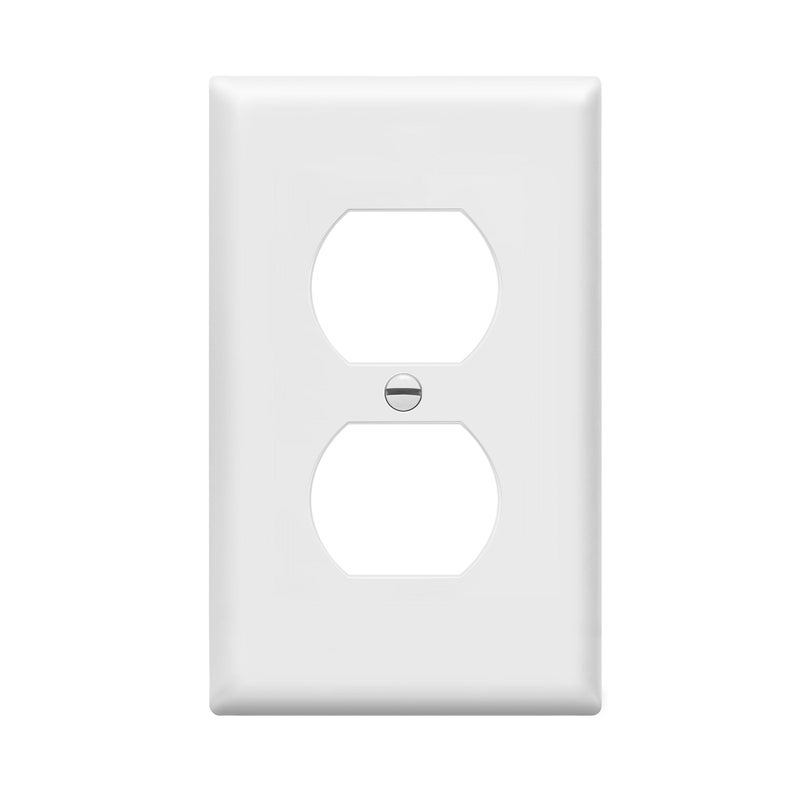 Enerlites 8821-W Duplex Receptacle Outlet Wall Plate, Standard Size 1-Gang, Polycarbonate Thermoplastic, White - Image 1