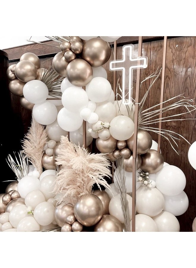 PartyWoo 140 Pcs White Sand Balloon Garland, Pack Of White Sand Balloons, Champagne Gold Balloons For Balloon Garland As Birthday Decorations, Baby Shower Decorations, Party Decorations  - Image 4