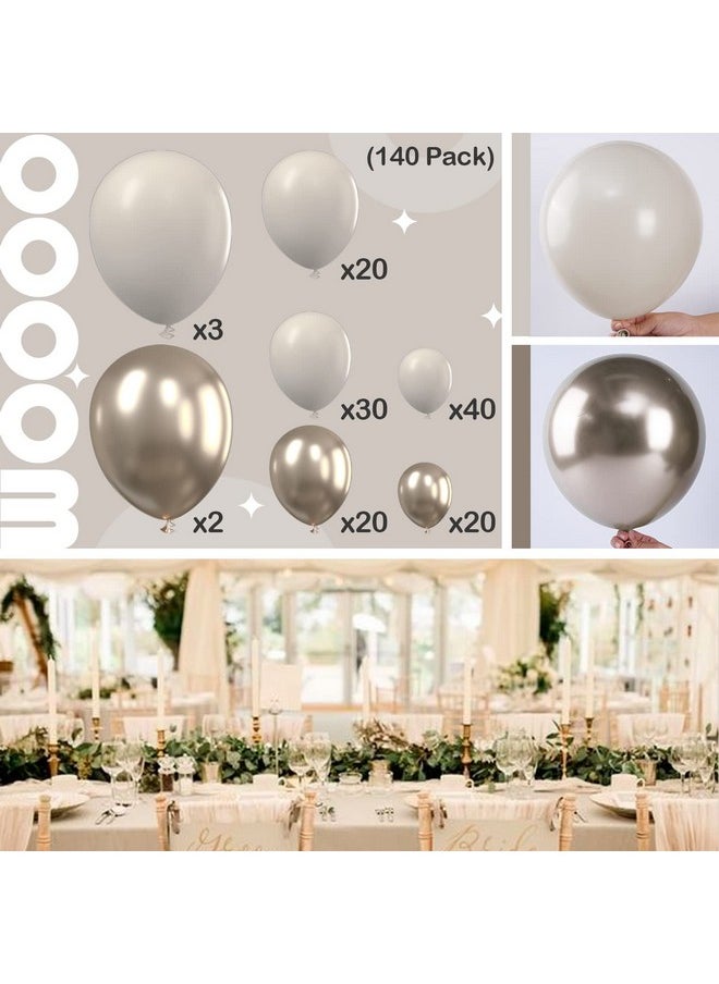PartyWoo 140 Pcs White Sand Balloon Garland, Pack Of White Sand Balloons, Champagne Gold Balloons For Balloon Garland As Birthday Decorations, Baby Shower Decorations, Party Decorations  - Image 2