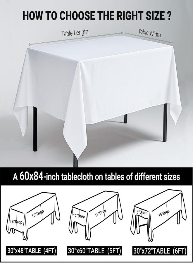 MRJ Polyester Tablecloth 60 X 84 Inch White Rectangle Table Cloth Washable Fabric Table Cover for Restaurant Hotel Wedding - Image 4
