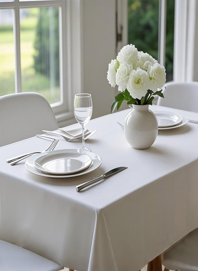 MRJ Polyester Tablecloth 60 X 84 Inch White Rectangle Table Cloth Washable Fabric Table Cover for Restaurant Hotel Wedding - Image 5