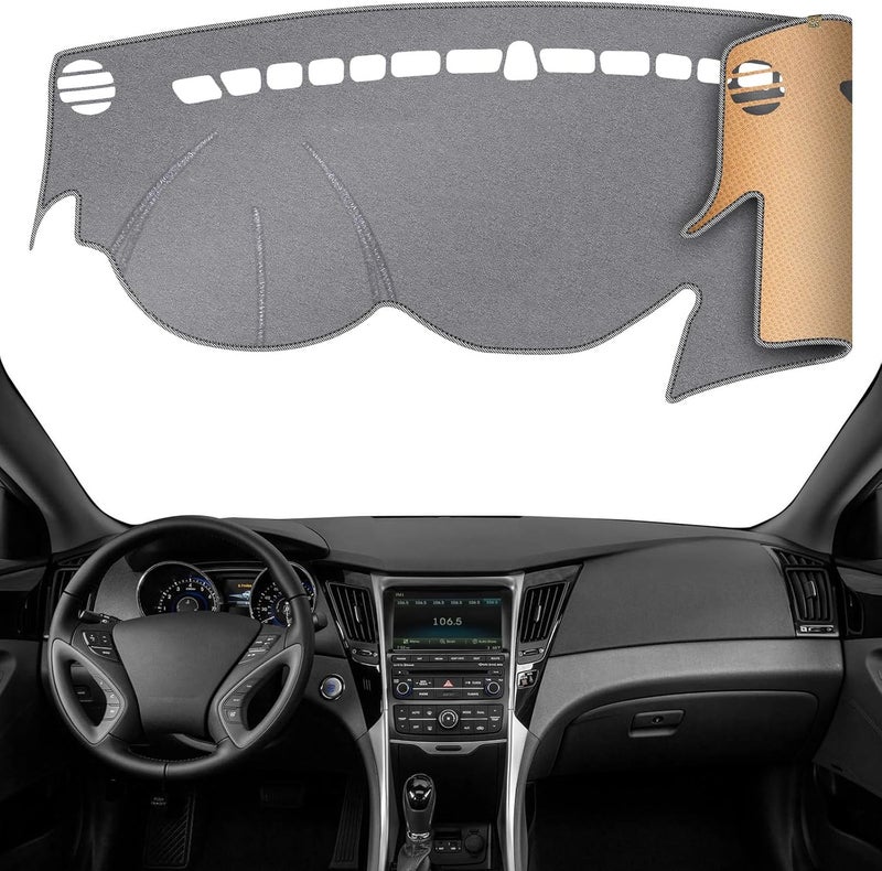 KEYOOG Dashboard Cover Dash Mat Fit for Hy-undai Sonata 2014-2011 (for Left Hand Drive),Car Dash Board Mat Anti-Glare Carpet,Non-Slip Pad Sunshield Protector (Grey) - Image 1