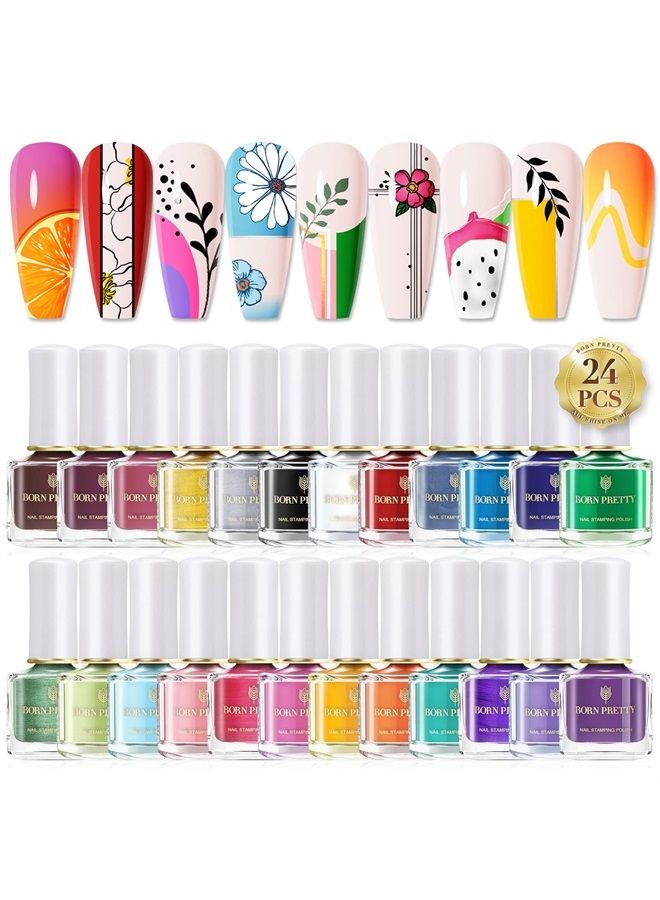 Born Pretty Nail Art Stamping Polish Valentine's Day Nail Polish Set Manicure Print Nail Polish for Stamping Plates 24 Colors Bulk Nail Polish Set Gift Collection - Image 1