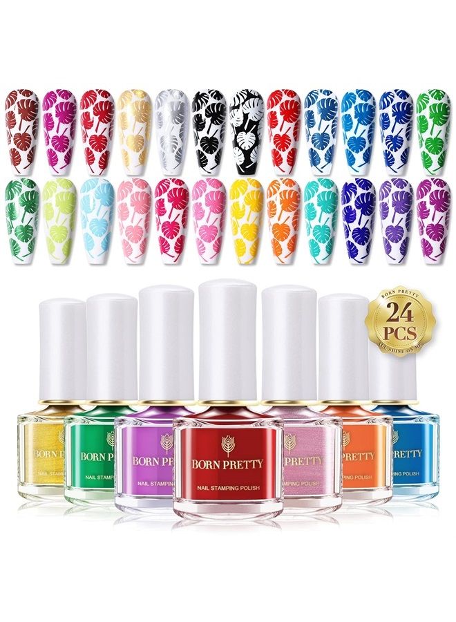 Born Pretty Nail Art Stamping Polish Valentine's Day Nail Polish Set Manicure Print Nail Polish for Stamping Plates 24 Colors Bulk Nail Polish Set Gift Collection - Image 3
