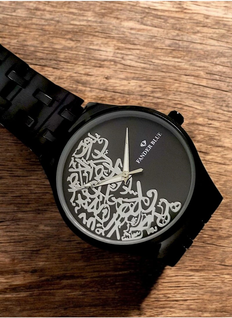 فاندر بلو ساعة يد رجالية من الفولاذ المقاوم للصدأ كوارتز تناظري سهل القراءة بتصميم عصري مقاوم للماء ساعة يد كلاسيكية فاخرة كبيرة الوجه بالاحرف العربية  - Image 4