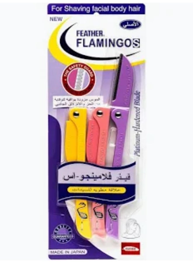 Feather-Flamingo Feather Flamingos Facial Hair Razor, Platinum-Hardened Blade, 3-Pack - Image 2