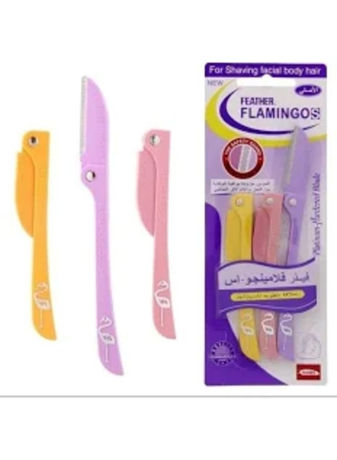 Feather-Flamingo Feather Flamingos Facial Hair Razor, Platinum-Hardened Blade, 3-Pack - Image 1