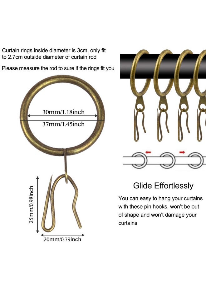 Wision 40 Pcs Metal Curtain Rings & Hooks - 30 mm Internal Diameter Decorative Curtain Hanging Rings (Green Bronze) - Image 3