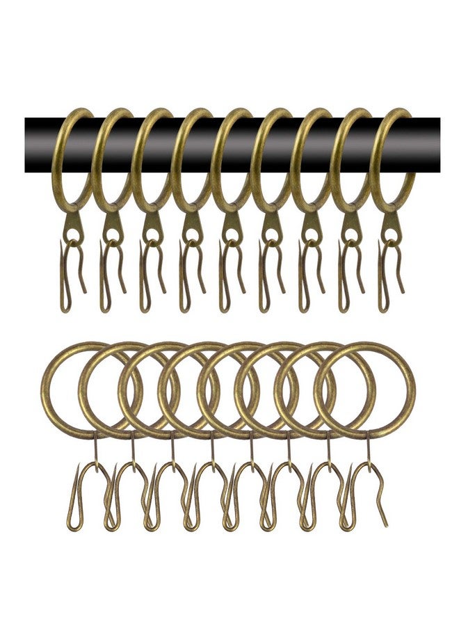 Wision 40 Pcs Metal Curtain Rings & Hooks - 30 mm Internal Diameter Decorative Curtain Hanging Rings (Green Bronze) - Image 1