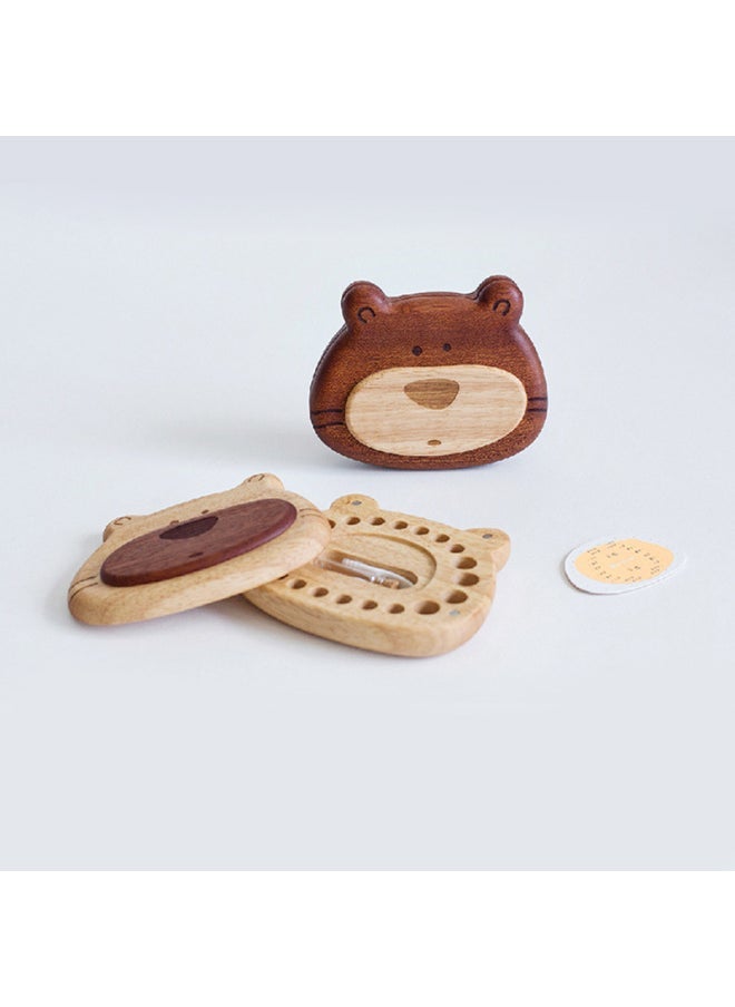 Ink Small Deciduous Teeth Storage Box Solid Wood Children's Memorial Baby Boys And Girls Teeth Storage Box Advanced Engraving-Color:Smiley Face Teeth Box (No.1) Triangle-Big Mouth - Image 5