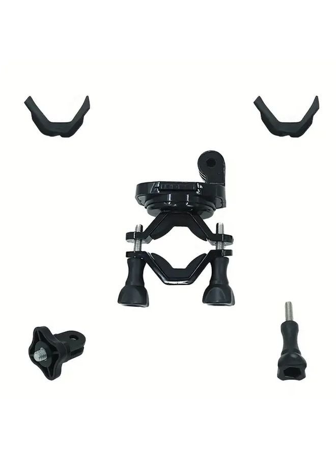 Black Bicycle Handlebar Clamp Dual Mount For Insta360 X5 X4 GoPro 13 DJI Action 360 Degree Photography - Image 1