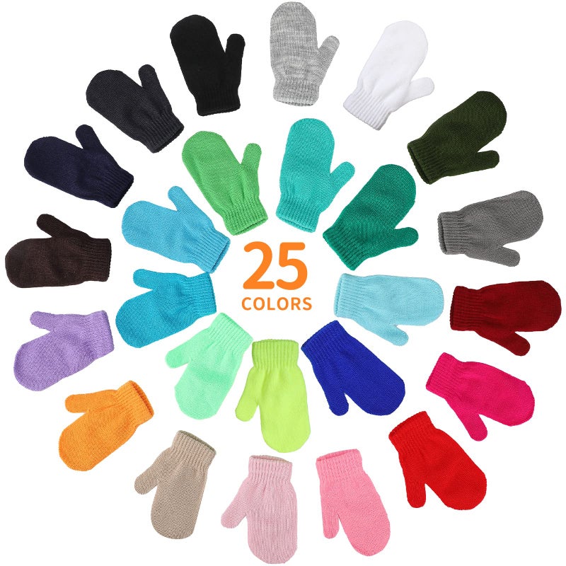 Handepo 50 Pairs Kids Winter Mittens Gloves Bulk Toddler Stretch Mittens Children Knit Gloves for Homeless Little Girl Boys(Multi Color, 50 Pairs) - Image 4