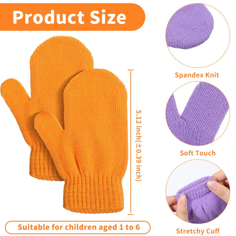 Handepo 50 Pairs Kids Winter Mittens Gloves Bulk Toddler Stretch Mittens Children Knit Gloves for Homeless Little Girl Boys(Multi Color, 50 Pairs) - Image 3
