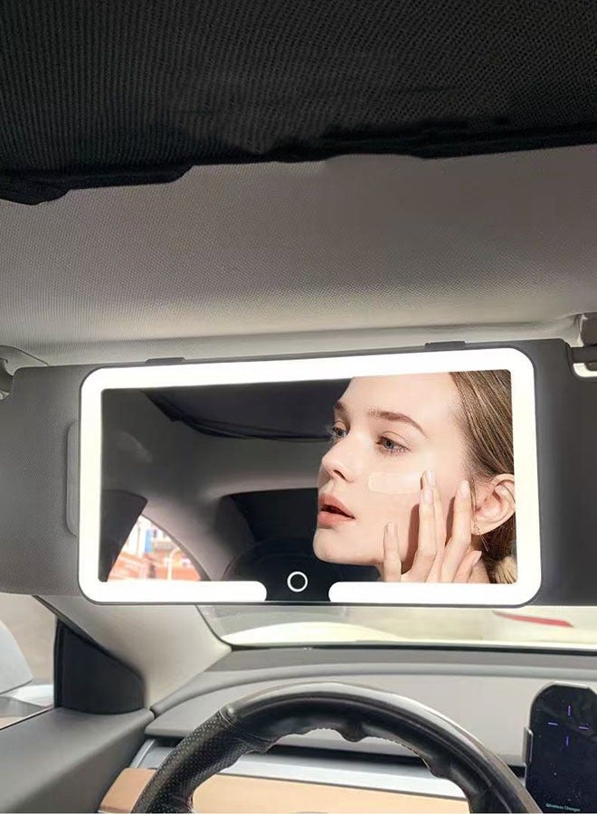 HOOPZOZA Sun Visor Vanity Mirror for Car with 3 Light Modes Light Sunshade Vanity mirror with LED  Automobile Rearview Mirror Makeup Car Mirror Car Makeup Mirror Car Cosmetic Mirror car accessories Mirror for Most Car - Image 1