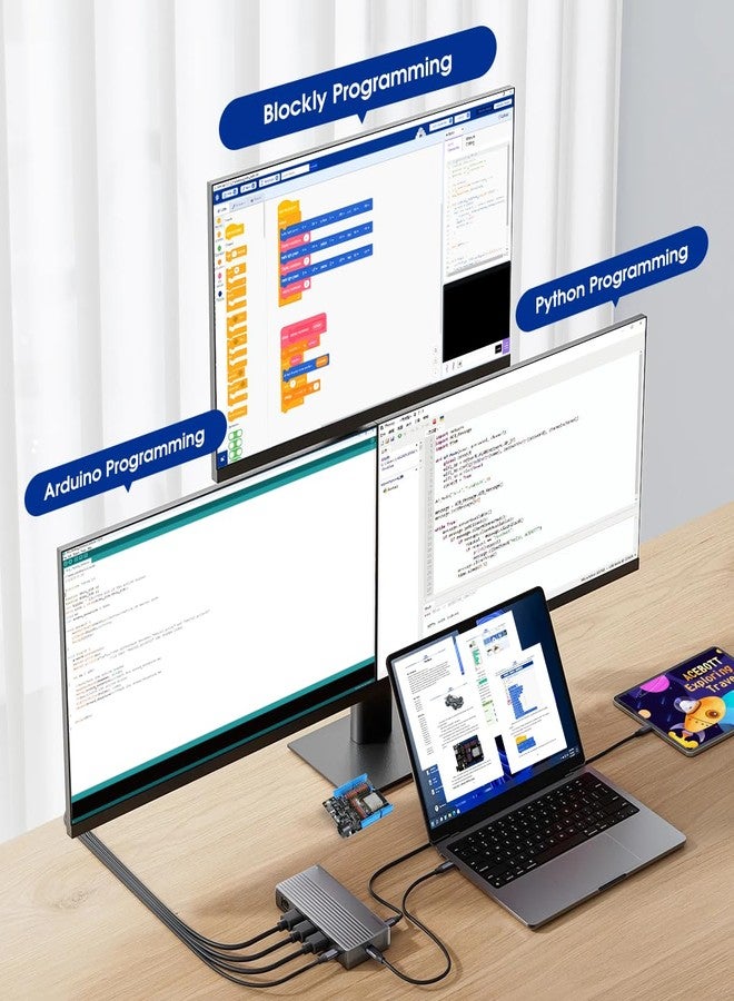 ايسبوت طقم سيارة روبوت ذكية تعمل بالطاقة الشمسية من ACEBOTT، سيارة رباعية الدفع تعمل بجهاز تحكم عن بعد، متوافقة مع بيئة تطوير Arduino، مشروع برمجة إلكترونية/تعليم STEM/مجموعة برمجة علمية للمراهقين من عمر 12 عامًا فما فوق، هدايا مميزة لأعياد الميلاد - Image 4