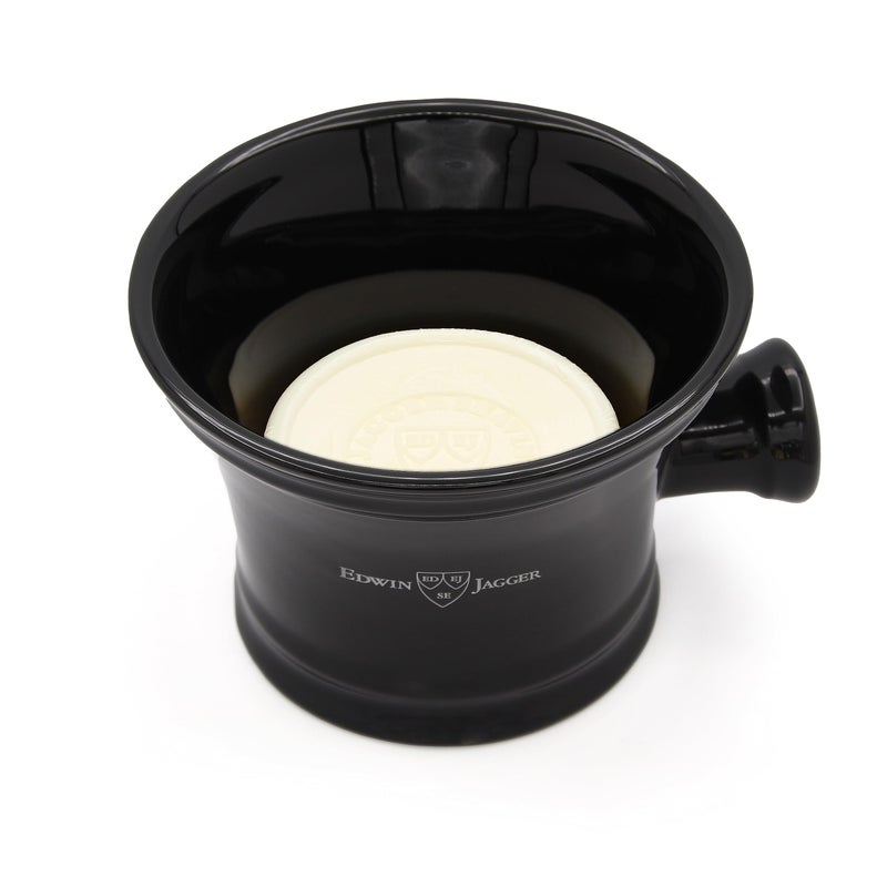 Edwin Jagger RN46 Traditional Porcelain Luxury Shaving Bowl with Handle for Shaving Cream or Shaving Soap for Men and Women (Black) - Image 4