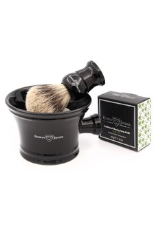 Edwin Jagger Edwin Jagger RN46 Traditional Porcelain Luxury Shaving Bowl with Handle for Shaving Cream or Shaving Soap for Men and Women (Black)  - Image 4