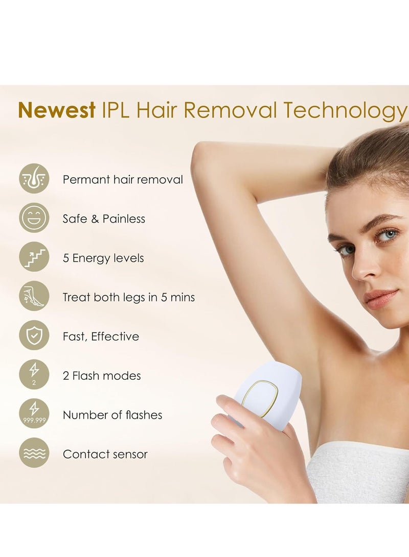 Intense Pulsed Light (IPL) Hair Removal Device – Home Laser Hair Removal for Women and Men – Safe and Effective Hair Removal for Face and Body – Pain-Free – 5 Adjustable Energy Levels – Includes Protective Glasses and Shaving Razor – Permanent Hair Removal Laser IPL (Home Use) - Image 3