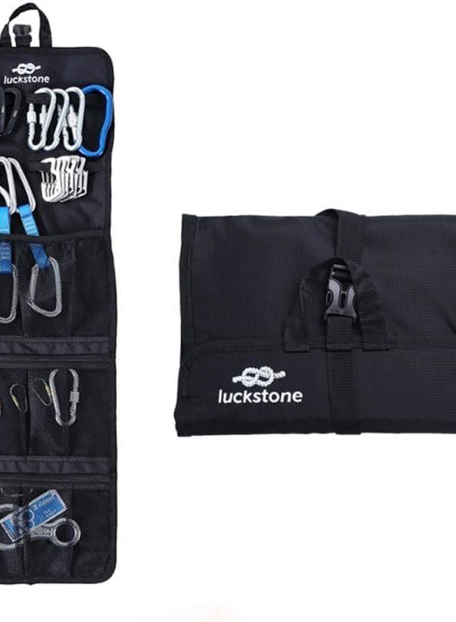 Mollytek Rock Climbing Gear Storage Bag Foldable Waterproof Roll Up D-Ring Climbing Quickdraw Hanging Tool Equipment Gear Carabiner Organizer Collection Bag Carry Pouch 420D Oxford Cloth - Image 1