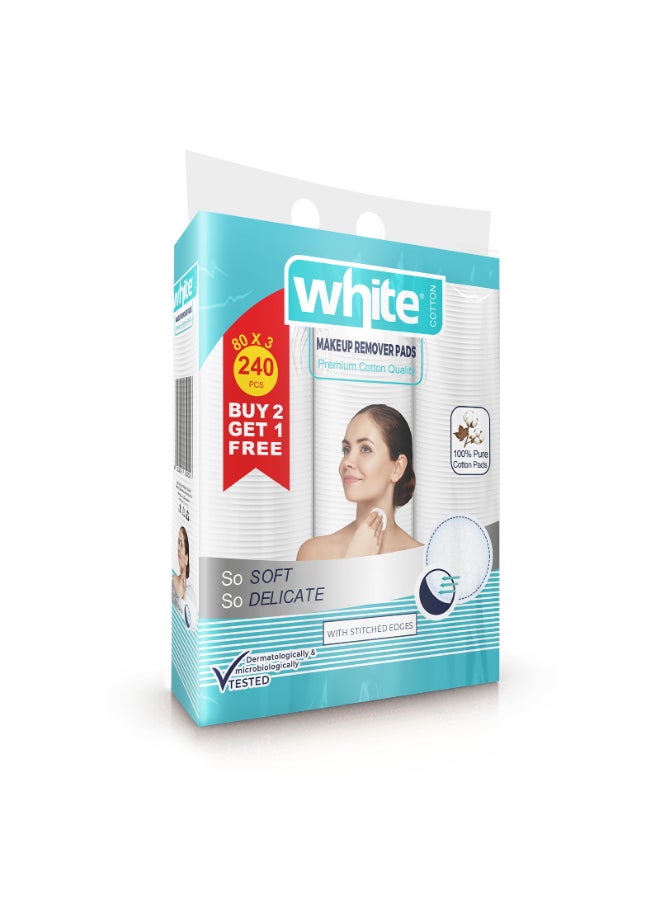 White 80 round cotton pads 3in1 - Image 1