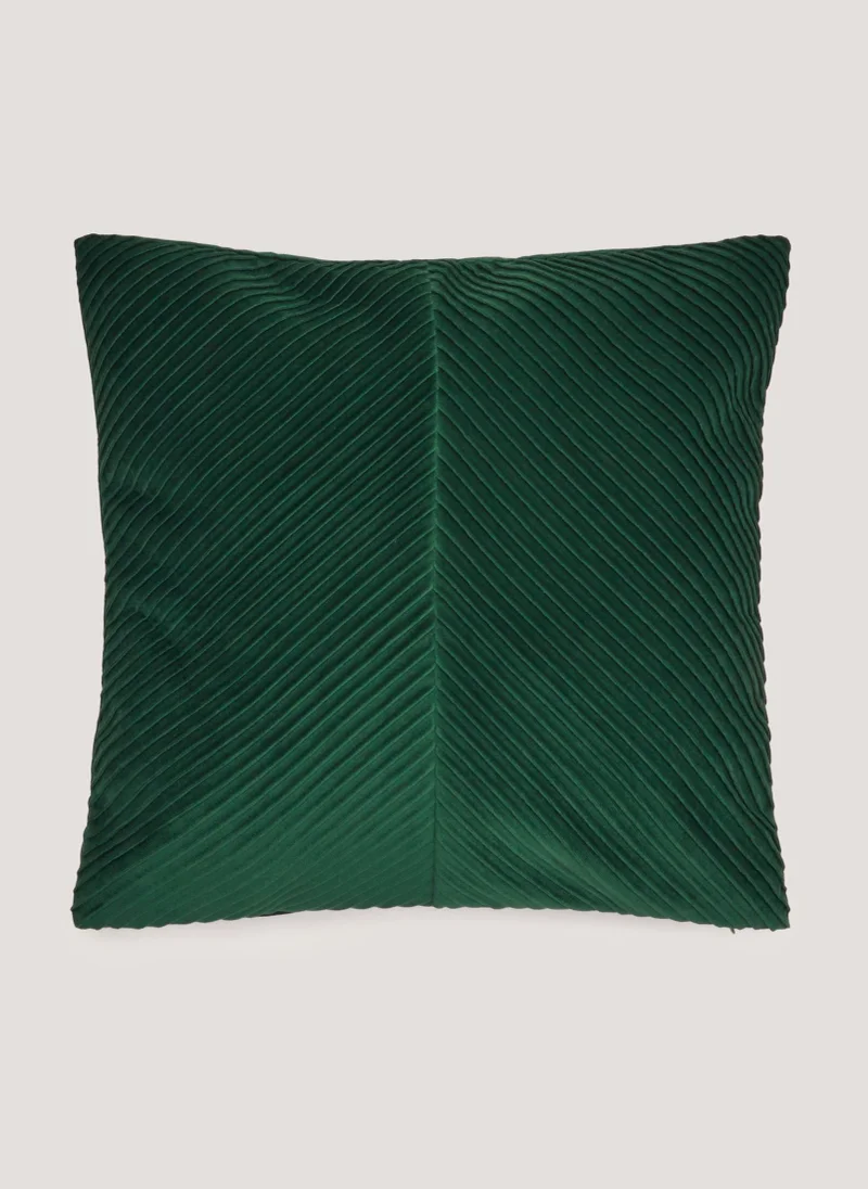 Matalan Green Pleated Velvet Cushion (50cm x 50cm)