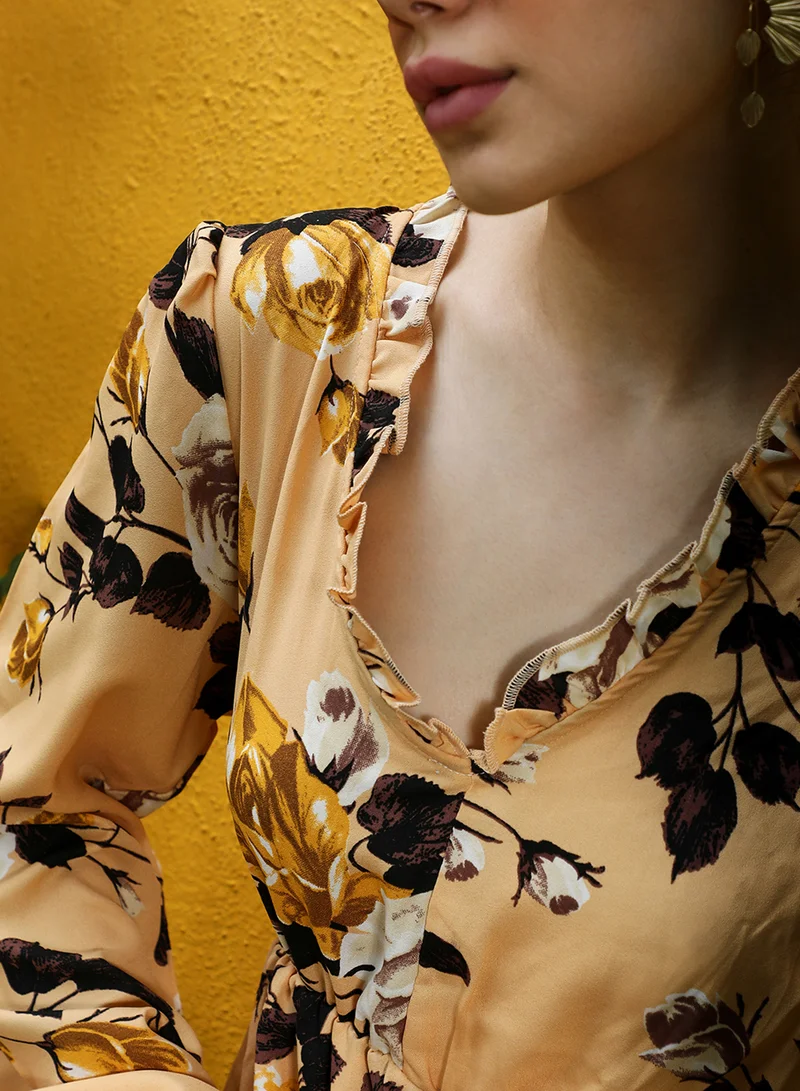 Pinacolada  Women's Pale Yellow Roses Mini Dress for Women | Best Price UAE
