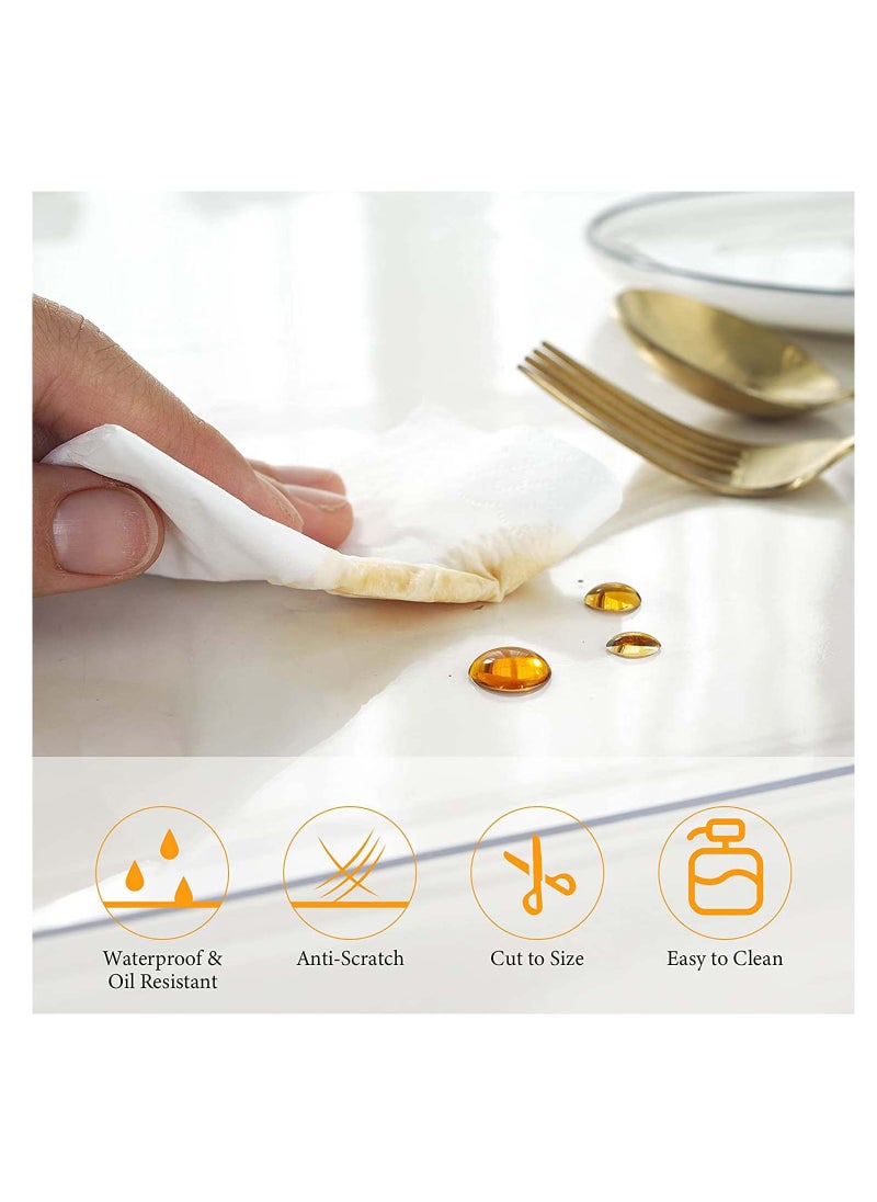 SYOSI Rectangle Vinyl Tablecloth,100% Waterproof Heavy Duty Oil Spill Proof Stain Resistant Plastic PU Table Cover with Flannel Backing for KitchenDiningParties  - Image 4