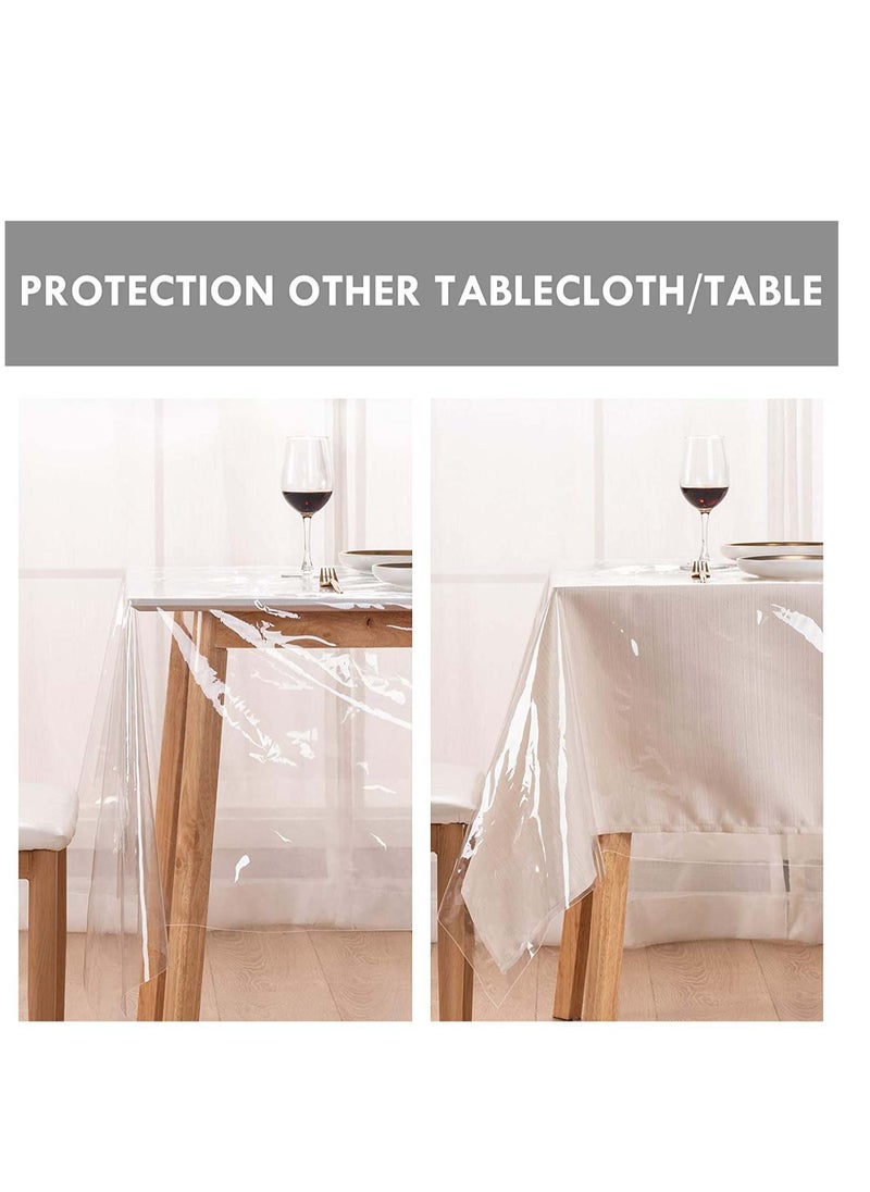 SYOSI Rectangle Vinyl Tablecloth,100% Waterproof Heavy Duty Oil Spill Proof Stain Resistant Plastic PU Table Cover with Flannel Backing for KitchenDiningParties  - Image 3