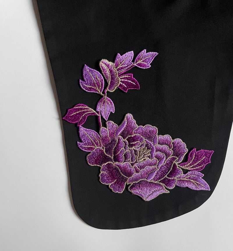 Shopdp One Pair Beautiful Peony Flower Patches, Elegant Peony Blossom Embroidered Applique for Clothes Backpacks T-Shirt Jeans Skirt Vests Scarf Hat Bag (One Pair Purple Peony) - Image 5