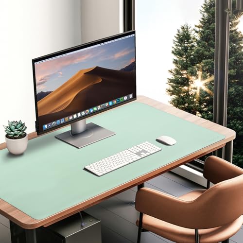 AROPANA Anti-Slip Extended Mouse Pad, PU Vegan Leather Desk Mat, Computer Desk Table Protector Pad with Non-Slip Suede Base for Keyboard, Desktop, Laptop, Office (120x60CM, Turquoise) - Image 3