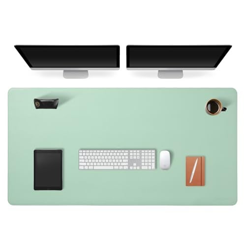 AROPANA Anti-Slip Extended Mouse Pad, PU Vegan Leather Desk Mat, Computer Desk Table Protector Pad with Non-Slip Suede Base for Keyboard, Desktop, Laptop, Office (120x60CM, Turquoise) - Image 1