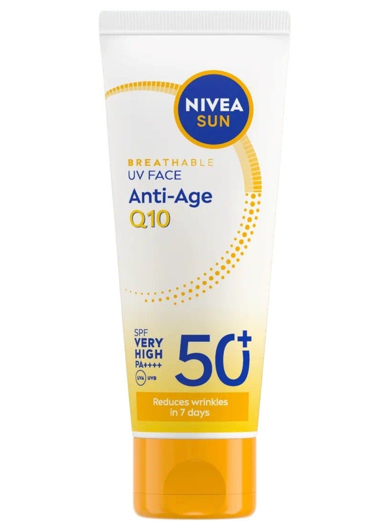 Nivea كريم واقي من الشمس للوجه قابل للتنفس مضاد للشيخوخة Q10 SPF 50+ 40 مل - Image 1