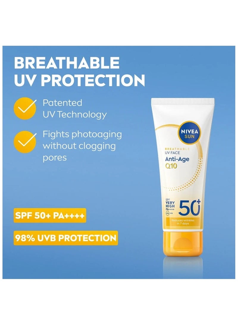 Nivea كريم واقي من الشمس للوجه قابل للتنفس مضاد للشيخوخة Q10 SPF 50+ 40 مل - Image 2