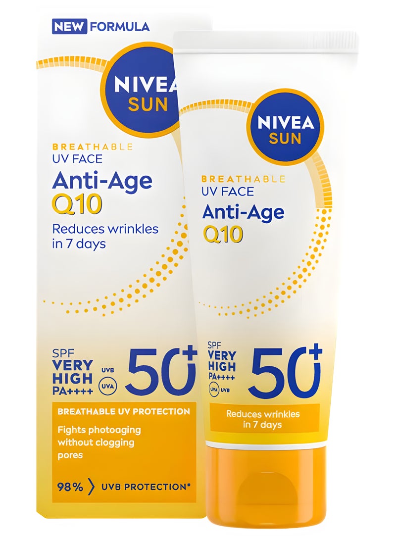 Nivea كريم واقي من الشمس للوجه قابل للتنفس مضاد للشيخوخة Q10 SPF 50+ 40 مل - Image 3