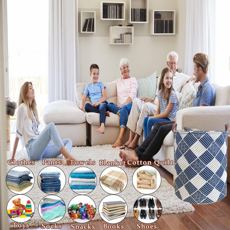 TeLUVHome سلة غسيل مائية بسعة 80 لتر من TeLUVHome مع مقبض جلدي عائلي، سلة غسيل في السكن الجامعي، حقيبة غسيل قابلة للطي في الحضانة (96 سلة غسيل مُرضية، 80 لتر) - Image 5