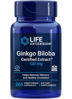 Life Extension Ginkgo Biloba Certified Extract - For Healthy Memory Support & Brain Cognitive Function - Ginkgo Leaf Extract Supplement Pill - Non-GMO, Gluten-Free, Vegetarian– 365 Capsules