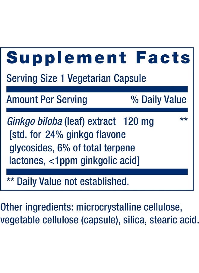 Life Extension - Life Extension Ginkgo Biloba Certified Extract - For Healthy Memory Support & Brain Cognitive Function - Ginkgo Leaf Extract Supplement Pill - Non-GMO, Gluten-Free, Vegetarian– 365 Capsules - Image 1