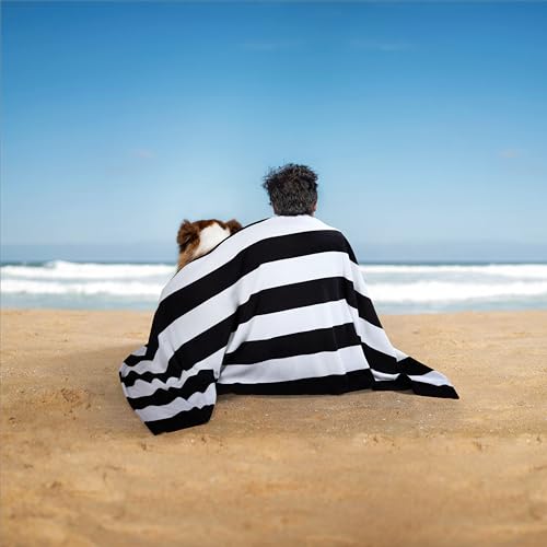 WILFA Extra Large Beach Towel - Oversized Mircofiber Beach Towel 40'' x 70'', XL Striped Lightweight Pool Towel, Big Cabana Swim Travel Towel for Adults Mens Women,Black - Image 4
