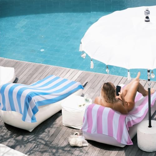 WILFA Extra Large Beach Towel - Oversized Mircofiber Beach Towel 40'' x 70'', XL Striped Lightweight Pool Towel, Big Cabana Swim Travel Towel for Adults Mens Women,Black - Image 5