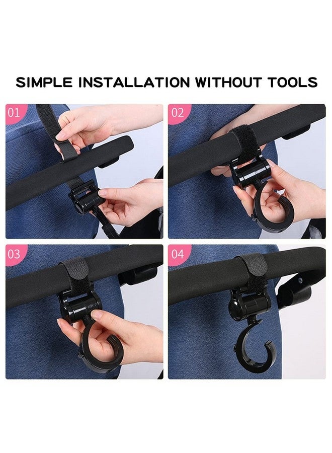 بيوينتي خطافان لعربة الأطفال لتعليق حقائب الحفاضات، خطاف دوار متعدد الأغراض لملحقات عربة الأطفال، خطاف حقيبة الأم للمشاية والكرسي المتحرك وعربة التسوق - Image 4