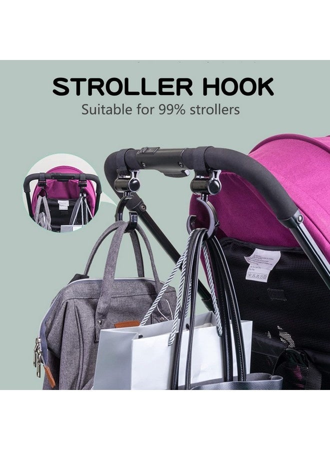 بيوينتي خطافان لعربة الأطفال لتعليق حقائب الحفاضات، خطاف دوار متعدد الأغراض لملحقات عربة الأطفال، خطاف حقيبة الأم للمشاية والكرسي المتحرك وعربة التسوق - Image 2
