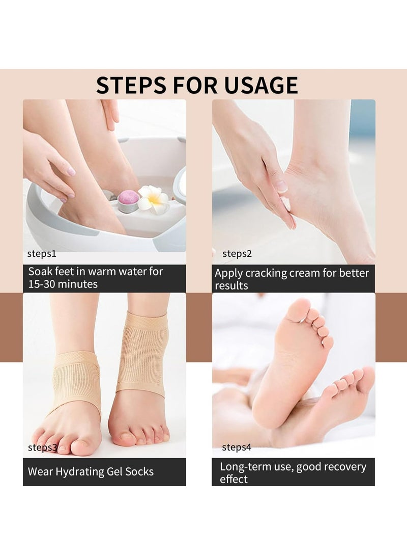 أوزيغالور 2 زوج من جوارب ترميم الكعب المتشقق - جل مرطب، مسامي ومريح، للكعوب الجافة والمتشققة والقاسية والخشنة - Image 4