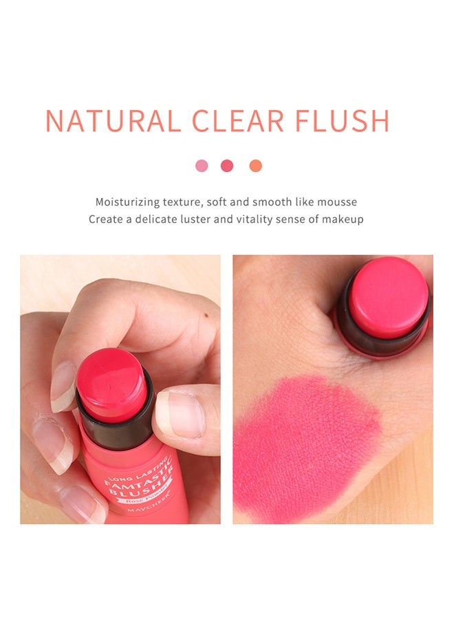 MAYCHEER Long Lasting, Famtastic Blusher, Cream Blush Stick with Brush - Waterproof Blush Makeup - Long Lasting 2 In 1 Cheek Blush And Lip Tint And Eye Shadow Makeup Stick - Cream Blush Makeup for All Skin Tones（01#Milk Tea Pink） - Image 4