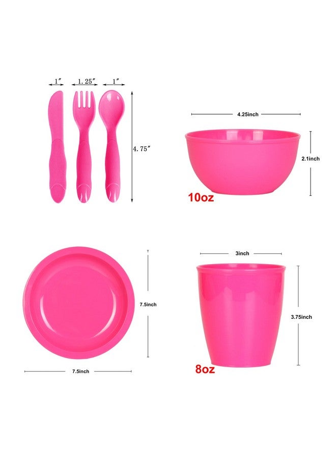 Youngever 54 pcs Plastic Kids Dinnerware Set of 9 in 9 Peach Colors, Toddler Safe, Microwave Safe, Dishwasher Safe, Durable and Reusable - Image 2