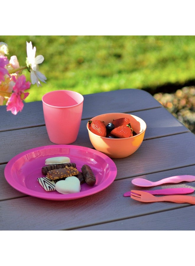 Youngever 54 pcs Plastic Kids Dinnerware Set of 9 in 9 Peach Colors, Toddler Safe, Microwave Safe, Dishwasher Safe, Durable and Reusable - Image 4