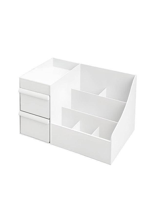 Scribify Makeup Organizer Box with 3 Drawers & Dustproof Lid – Transparent Cosmetic Storage Box for Skincare, Perfumes, Jewelry Accessories – Organizer for Dressing Table (White-Black) (3, WHITEE) - Image 1