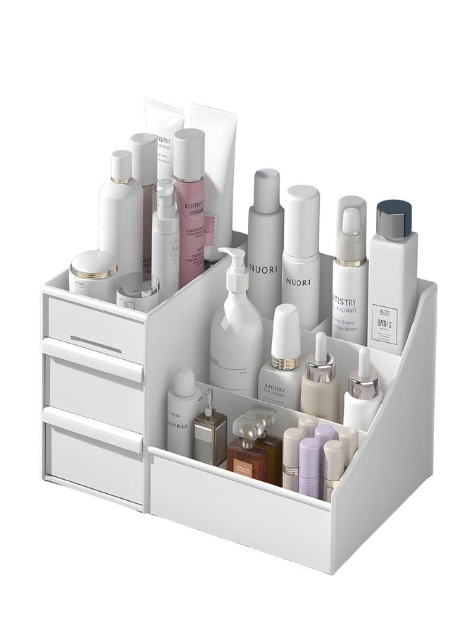 Scribify Makeup Organizer Box with 3 Drawers & Dustproof Lid – Transparent Cosmetic Storage Box for Skincare, Perfumes, Jewelry Accessories – Organizer for Dressing Table (White-Black) (3, WHITEE) - Image 4