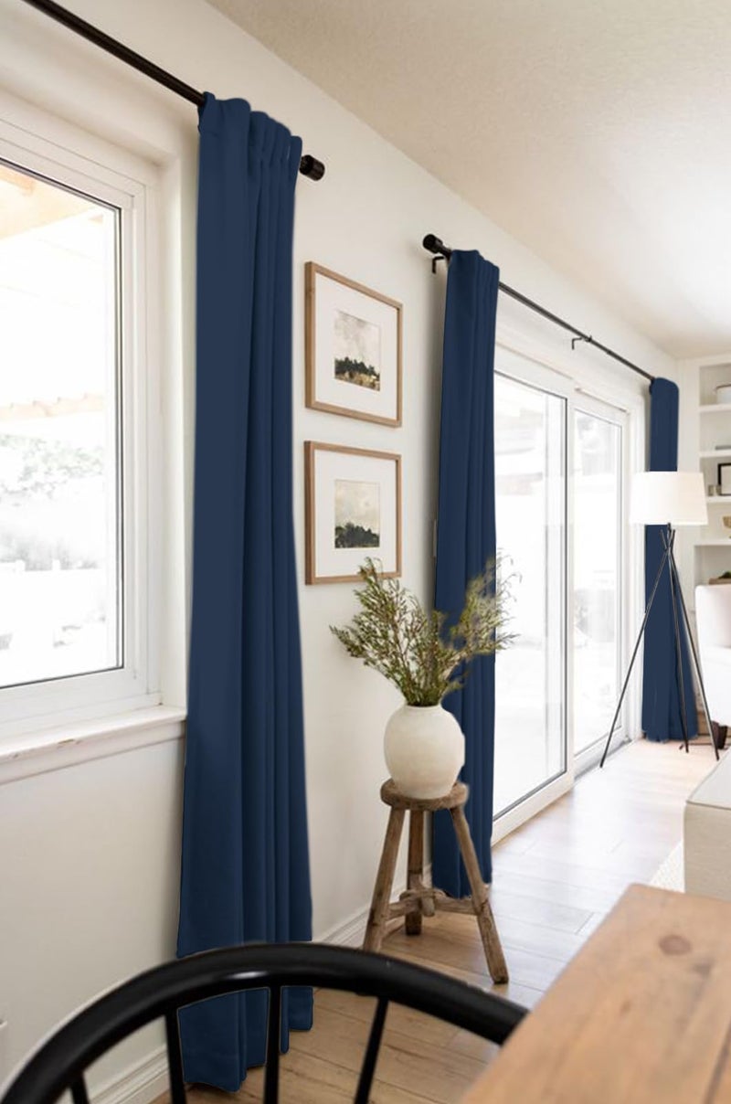 100% Blackout Shield Linen Blackout Curtains for Bedroom 84 Inches Long, Back Tab/Rod Pocket Living Room Drapes, Thermal Insulated Blackout Curtains 2 Panels Set, 50" W x 84" L, Midnight Blue - Image 5