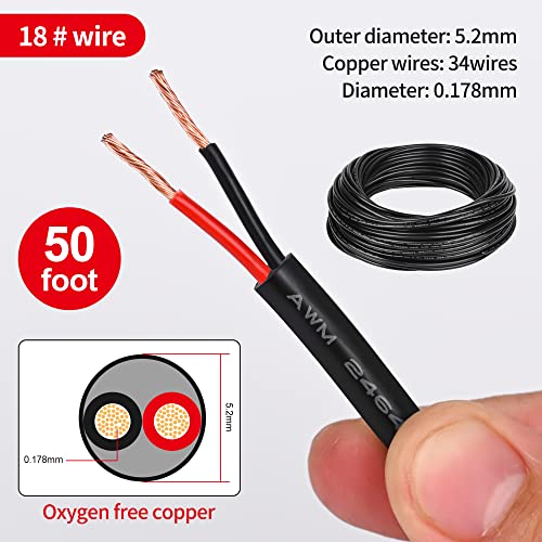 Lesnlok 18 Gauge 2 Conductor PVC Cord, Oxygen-Free Copper Cable, 50FT Pure Copper Electrical Wire for LED Lamp Lighting Strips, Automotive - Image 2